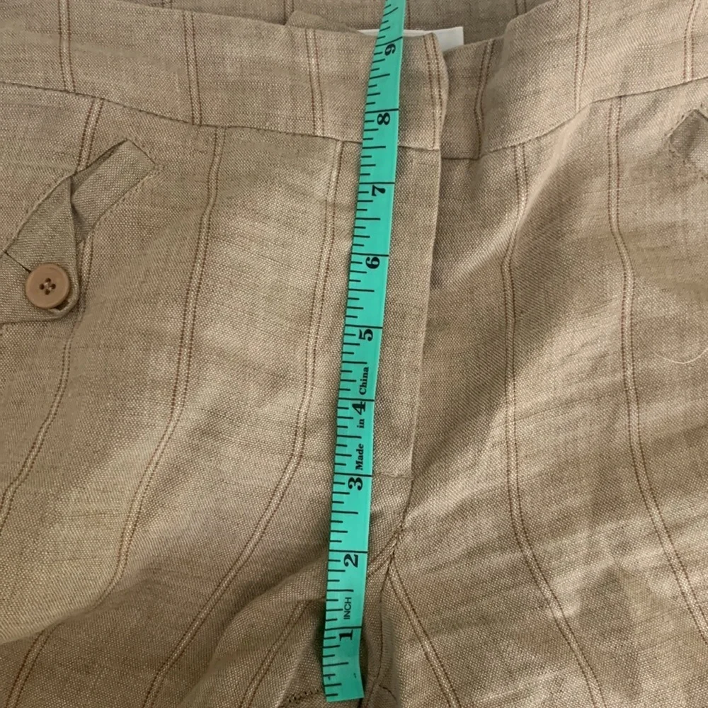 Mango‎ Cropped 100% Linen Pinstripes Mid Rise Pants.Sz 4